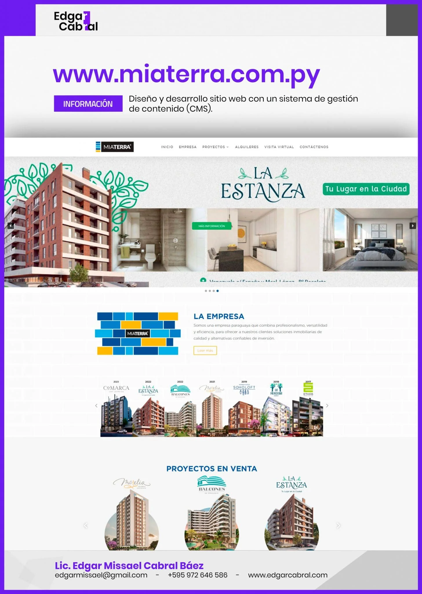 Presentación del proyecto MIATERRA con vistas del sitio web