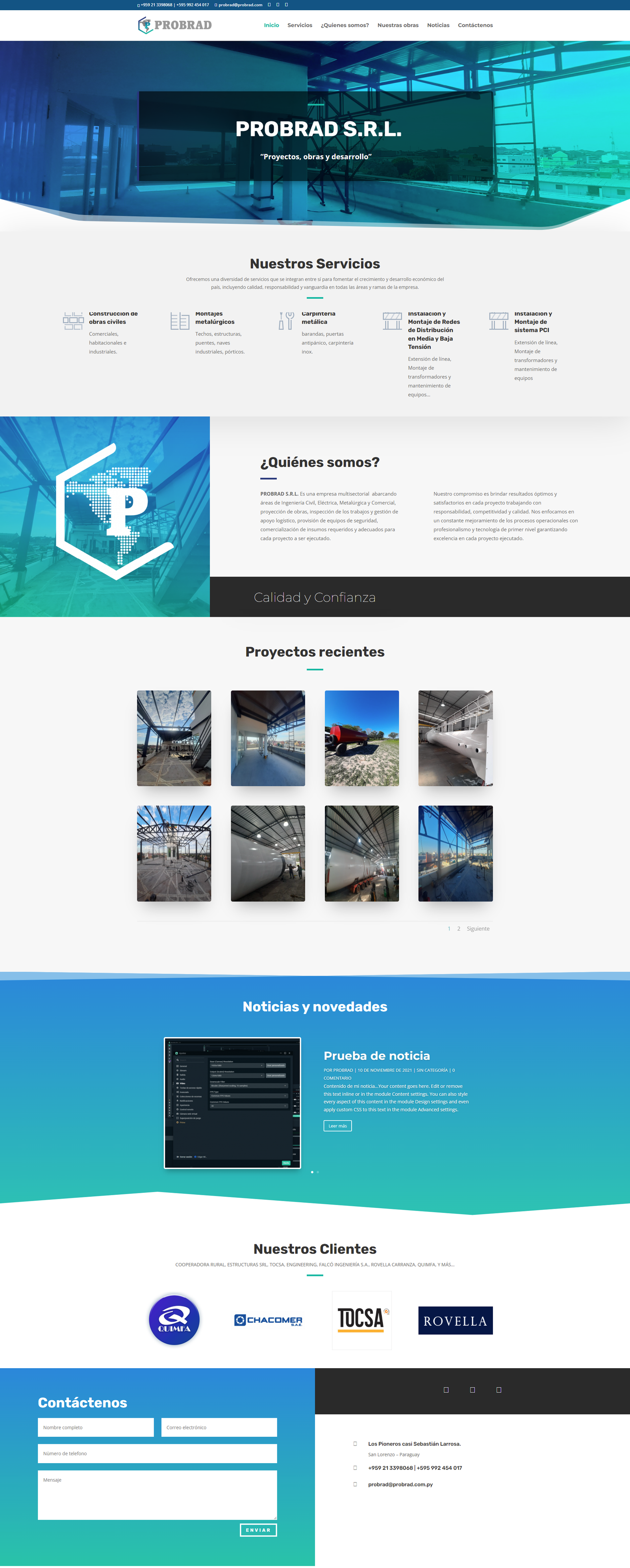Captura completa del sitio web de Probrad